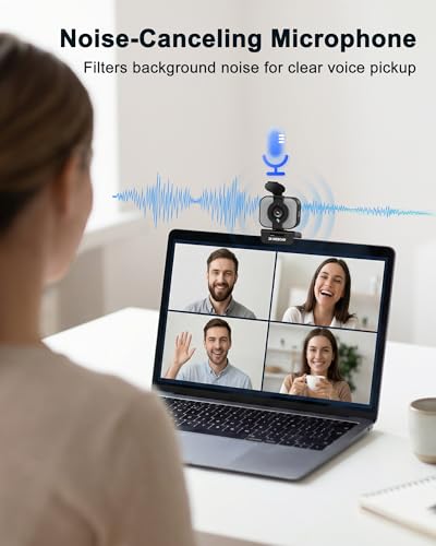 Atatat 2K Webcam for PC with Microphone & Light & Privacy Cover, Web Camera for Desktop/Laptop/Monitor/Mac, Autofocus USB Computer Camera for Zoom/Skype/Teams/Video Calling/Meeting/Streaming