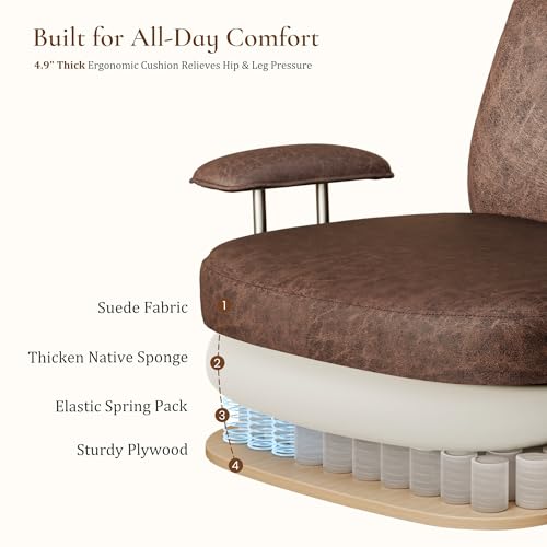 EUREKA ERGONOMIC Home Office Desk Chairs, Ergonomic Computer Chair with High Back, Executive Office Chair with Lumbar Support, Spring Cushion Seat, Mid-Century Modern, Brown