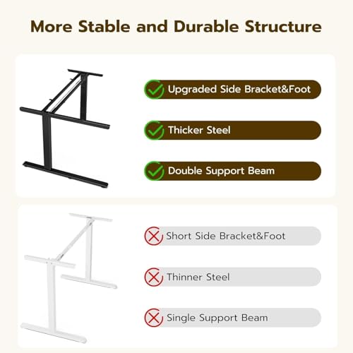 Acrolix L Shaped Electric Standing Desk - 59x40 Inch Reversible Corner Sit Stand Desk with Hook&Cup Holder,Electric Height Adjustable Table,for Home Office Gaming Computer Desk, Rustic Brown