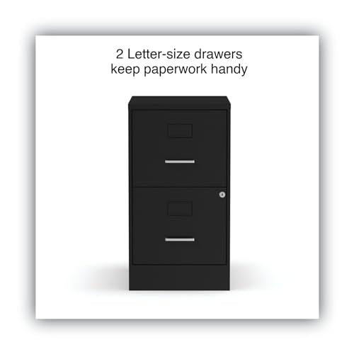 Alera Soho Vertical File Cabinet, 2 Drawers: File/File, Letter, Black, 14" X 18" X 24.1"