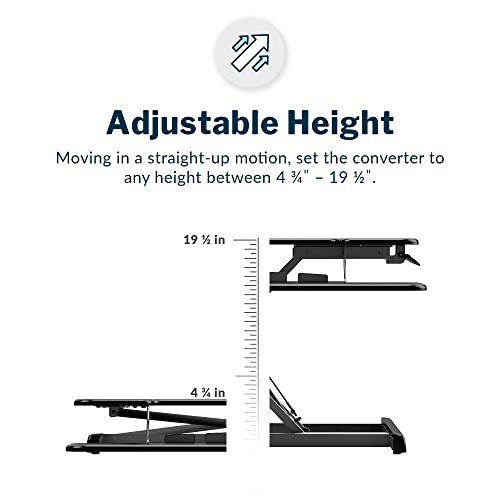 Vari VariDesk Essential Vertical Lift 30 Inch Standing Desk Converter - Compact Home Office Workstation for Laptop or Monitor + Keyboard Tray - Delivers Fully Assembled (Black)