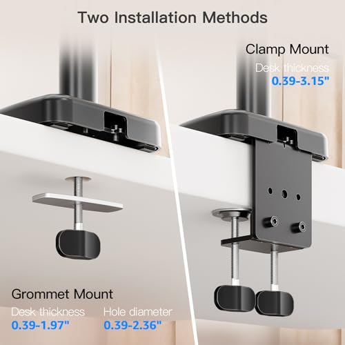 ErgoFocus Long Arm Monitor Mount, 13 to 32 inch Computer Desk Mount, Extra Long Adjustable Stand, Hold up to 19.8lbs, Tall Arm with Tilt, Swivel, Rotation, VESA 75/100mm