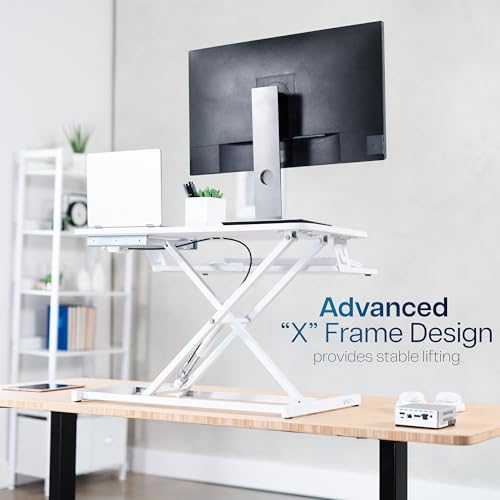 VIVO White 32 inch Stand Up Desk Riser, DESK-V000SW