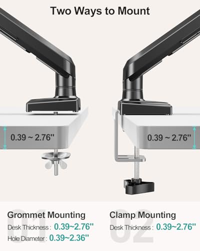 Single Monitor Desk Mount, 13-32 inch Adjustable Full Motion Monitor Arm, Computer Monitor Stand Holder with Clamp and Grommet Base, Fits 4.4 to 22lbs Screens, VESA Mount Bracket, Black, Freelift Pro