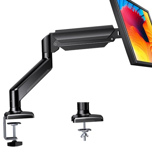 ErGear Single Monitor Arm for 13-36 inch Screens, Adjustable Gas Spring Monitor Mount Holds up to 22 lbs, Computer Monitor Stand with VESA Mount, C-Clamp & Grommet Base, Max VESA 100x100mm