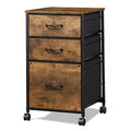 DEVAISE Mobile File Cabinet, Rolling Printer Stand with 3 Drawers, Fabric Vertical Filing Cabinet fits A4 or Letter Size for Home Office, Rustic Brown Wood Grain Print