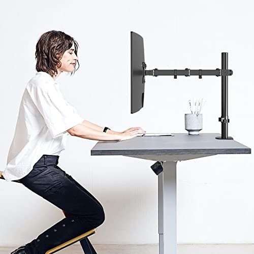 Pholiten Single Monitor Arm Desk Mount, Holds Screens up to 32 inch,Holds Up to 22lbs,Fully Adjustable Stand with C-Clamp and Grommet Base,100x100 Vesa Monitor Stand