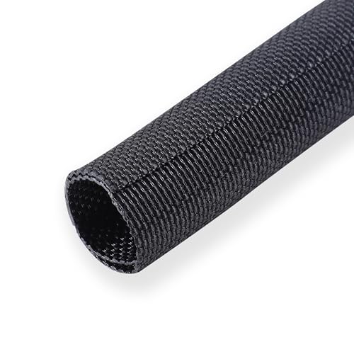 Black Braided Cable Management Sleeves Wire Loom Tubing Cord Protector Self-Wrapping (1/2"-30Feet)