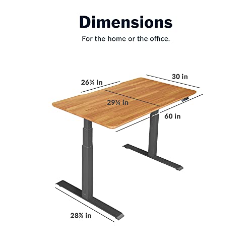 Vari Classic Electric Standing Desk - VariDesk Height Adjustable Sit/Stand Desk - Dual Motor with Memory Presets, Stable T-Style Legs - Gaming or Home Office Workstation - 60”x30”, Butcher Block