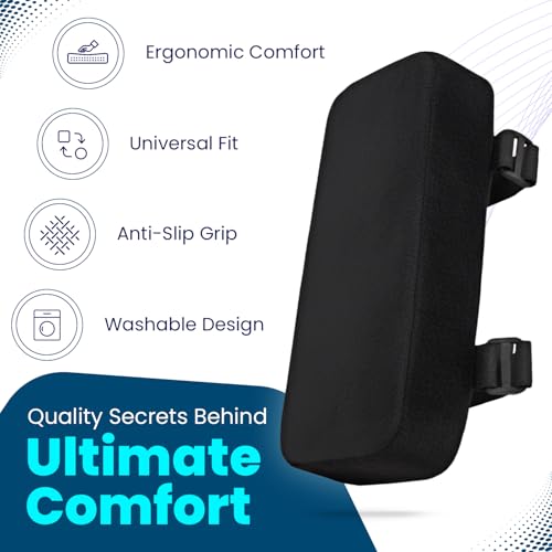 Ergo Office Arm Rest Cushion - Set of 2 Office Chair Arm Pads for Elbow Pain Relief - Computer Office Chair Arm Covers for Comfortable Desk Setup