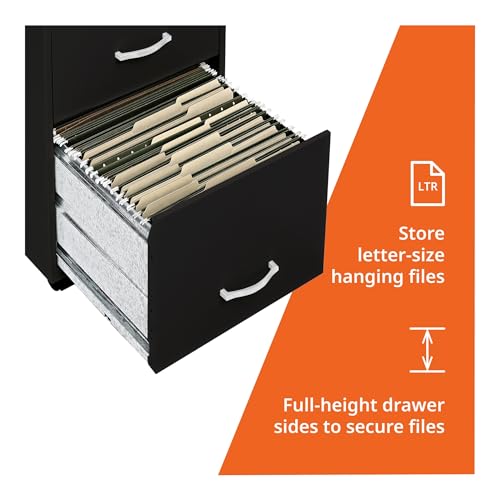 Lorell NuSparc Mobile 3 Drawer Locking Filing Cabinet | Pre-Assembled Steel Construction | Space-Saving Design is Perfect for Home and Small Office | Letter-Size | Assembled in North America