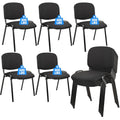 CLATINA Stackable Waiting Room Chairs, Cloth Fabric Guest Reception Chair with Upholstered Thickene Seat and Back Support, Stacking Chair Metal Leg for Office School Church Conference, Black, 10 Pack