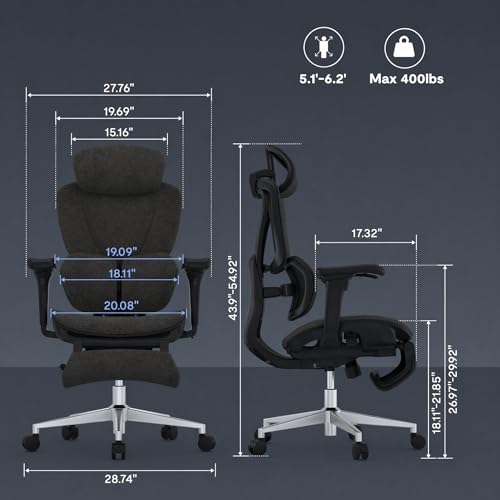 FLEXISPOT Sentinel Ergonomic Gaming Chair with 3-Year Warranty Dual-Wing Adaptive Lumbar 3D Armrests 120° 3-Position Recline Height-Adjustable Backrest Premium Computer Desk Chair for Home & Office