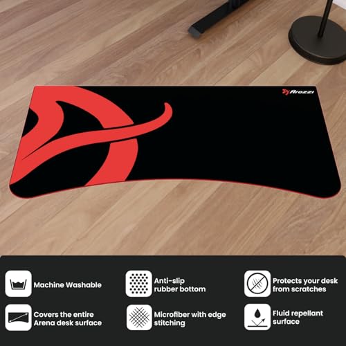Arozzi Arena Gaming Desk Pad, Full Desk Mouse Pad for Arena Desk, Washable Desk Mat with Anti-Slip Rubber Base & Water-Resistant Surface, Black