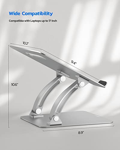 Nulaxy Ergonomic Adjustable Laptop Stand for Desk, Dual Foldable Computer Riser with Advanced Heat-Vent, Heavy-Duty Portable Notebook Holder for Posture Correction, Compatible with Mac 10-17" Laptops