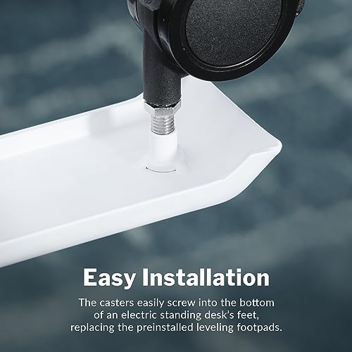 Vari Caster Wheels for Electric Standing Desk, Easy Installation and 360-Degree Movement (Set of 4)