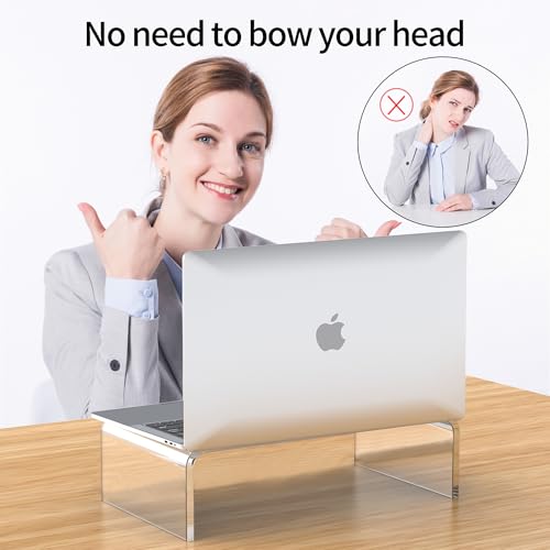 Beimu Acrylic Monitor Stand Riser L12.5''xW7.5''xH4'' Acrylic Laptop Stand Riser Clear Computer & Laptop Stand for Desk, Compatible with All Notebooks and Monitor, Decoration for Office & Home
