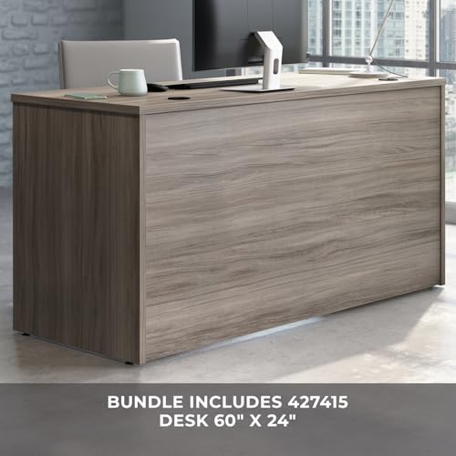 Sauder OfficeWorks Affirm 60" Desk & 60" Hutch, Hudson Elm Finish