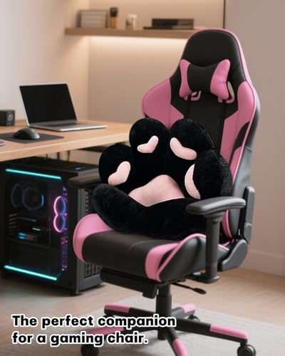 MOONBEEKI Cat Paw Cushion Chair Comfy Kawaii Plush Seat Cushions Shape Lazy Pillow for Gamer Chair 28"x 24" Cozy Floor Cute Seat Kawaii for Girl Worker Gift, Dining Room Bedroom Decorate Black