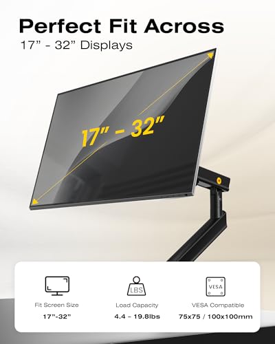 NB Smoovex Single Computer Monitor Mount, Monitor Stand fits up to 32 Inch, Mechanical Spring Monitor Arm, VESA 75/100 mm, Model-A5(Black)