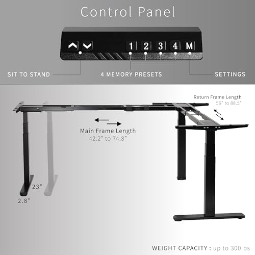 VIVO Black Electric Corner 3 Leg Standing Desk Frame, DESK-V130EB