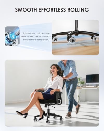 RidRed Office Chair Wheels,Smooth & Quiet Rollerblade Casters Wheels,Heavy Duty Support 700lbs Dual-Wheel Design,Gaming Desk Chair Wheel Replacement for Hardwood Floors and Carpet,2 Inch Universal Fit