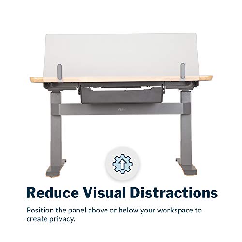 Vari Acrylic Modesty Panel 48 - Privacy Divider for Above or Below Desktop - Easily Clamps to Desk with No Tools Required - Durable Frosted Acrylic Finish