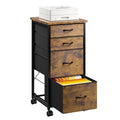 DurayLoly File Cabinet with 4 Fabric Drawers Rolling Printer Stand with Lockable Caster Fits A4/Letter/Legal Size, Home Office Storage, Rustic Brown