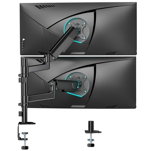 ARES WING Dual Monitor Mount - Ultrawide Monitor Arm for 40 34 32 27 Inch Heavy Duty Curved Screen Up to 26.4 lbs with Clamp/Grommet Desk Mount, 75/100 Vesa Mount, Black