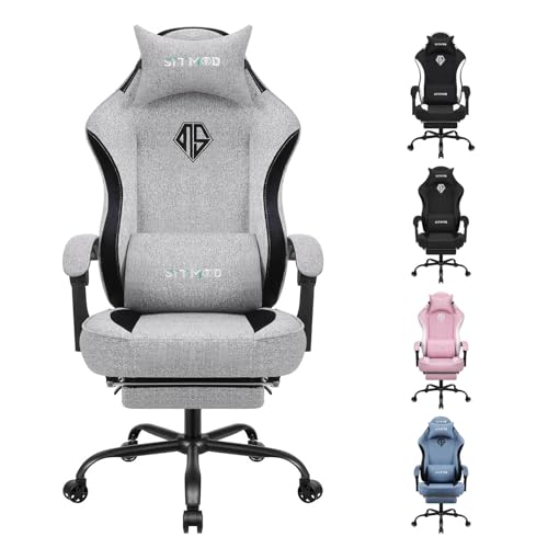 Gaming Chair, Computer Office Chair with Foot Rest, Ergonomic Fabric Desk Chair with Adjustable Lumbar Support & Headrest, Comfortable PC Reclining Gaming Chairs for Adults, Silla Gamer 350lbs