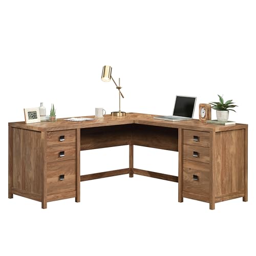 Sauder Cannery Bridge L-Shaped Desk with 6 Storage Drawers, Sindoori Mango Finish