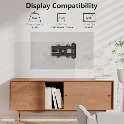 WALI TV Wall Mount Full Motion 15 inch Extension Arm Tilt Swivel for Most 13 to 32 inch LED TV Flat Panel Screen with Mounting Holes up to 100x100mm, 2 Packs (1330LM-2), Black