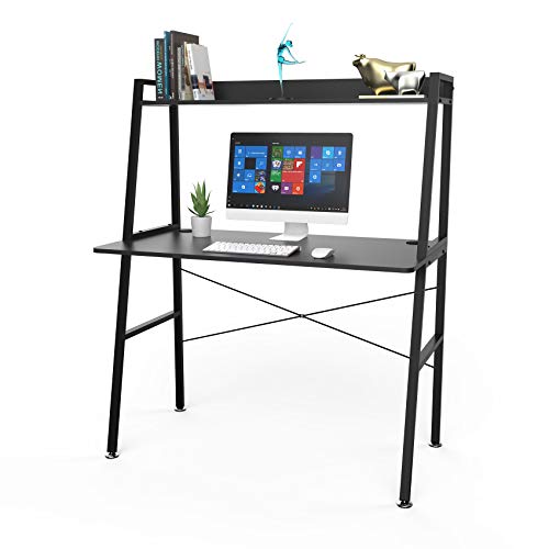 EUREKA ERGONOMIC 43 Inch Ladder Bookcase with Desk Industrial Ladder Desk, Ladder Desk with Shelves,2-Tier Home Office PC Ladder Table with Bookshelf Modern Workstation, Metal Frame