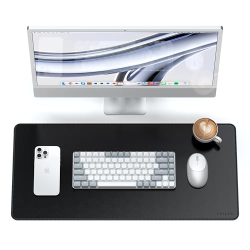 Satechi Vegan Leather Desk Mat, Large Mouse Pad Scratch and Water Resistant, Easy to Clean, Desk Pad for Office and Home, 26.8” x 12.4” x 0.1” - Black