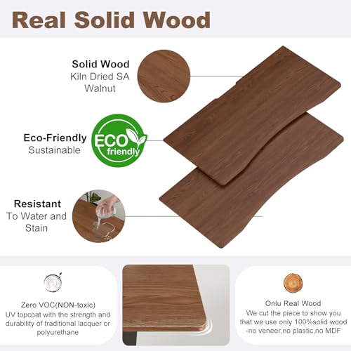 Solid Wood Electric Standing Desk 55"x23.6"Home Office Desk,Adjustable Workbench with 3 Stages Single Motor, Computer Workstation with T-Shaped Metal Bracket,Walnut Standing Table for Gaming(1 Box)