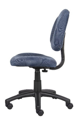 Boss Office Products B315-BE Perfect Posture Delux Fabric Task Chair Without Arms in Blue, 250
