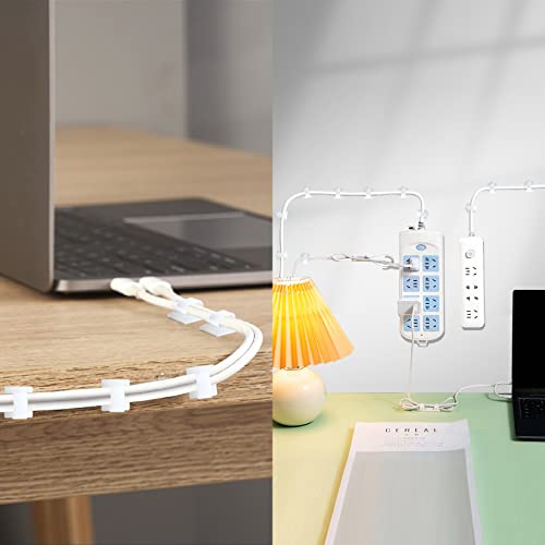 120PCS XHF Adhesive Cable Wire Clips White, Cable Staples Outdoor Cable Management Wire Organizer Cord Holder for Under Desk, Car, Wall, TV PC Ethernet Cable