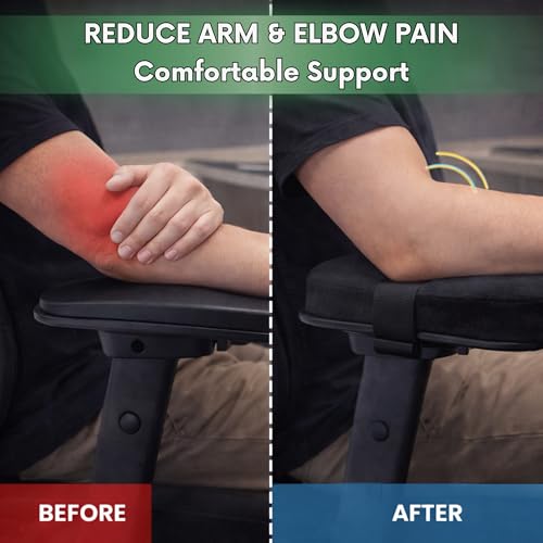 AXIONTEK Office Chair Arm Pads 2-Pack – Soft Grey PP Cotton Cushions for Elbow Support – Universal Fit, Comfortable, Non-Slip Covers for Office, Gaming & Home Chairs