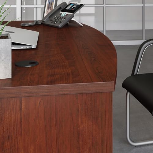 OfficeWorks by Sauder Affirm 60'' Bow Front Desk Shell, L: 59.06'' x W: 34.25'' x H: 29.29'', Classic Cherry Finish