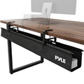 Pyle 48" Under Desk Cable Management Tray, Under Desk Wire Organizer with Clamp or Screw Mount, Desk Cable Organizer with Fabric Design for Large Workstations, Built-in Ties, 20 lb Capacity, Black