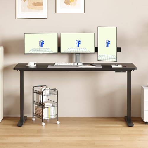 FLEXISPOT E3 Dual Motor 60 x 24 Electric Standing Desk Sit Stand Up Desk, Holds 220 lbs, Adjustable Height w/Memory Presets, One-Piece Black Desktop & Black Frame, Ships in 2 Boxes