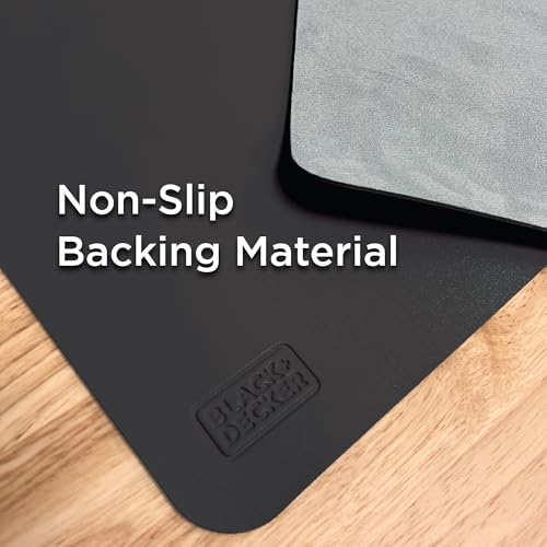 Black+Decker Faux Leather Desk Mat for Keyboard and Mouse - Office Desk Accessories - Protective Office Desk Decor Men, Women, Teens - Desk Pad Mat for Gaming, Work from Home, Office - Desk Organizers