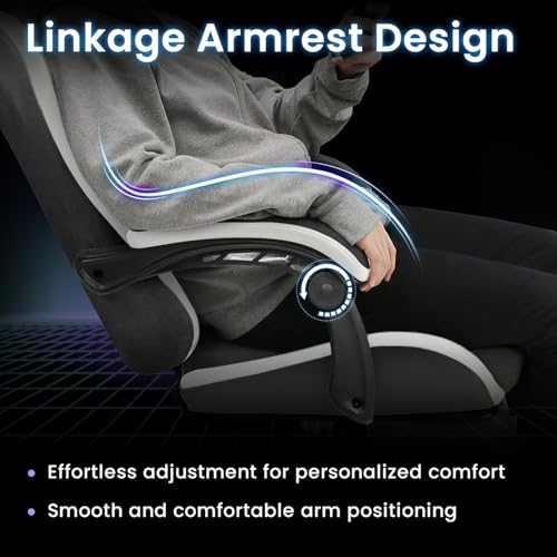 N-GEN GAMING Gaming Chair Video Game Computer Office Desk Use Ergonomic Reclining Backrest Adjustable Armrests Lumbar Support Footrest High Density Foam Breathable Fabric Heavy Duty Base (Black)