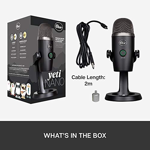 Logitech for Creators Blue Yeti Nano USB Microphone for Gaming, Streaming, Podcasting, Twitch, YouTube, Discord, Recording for PC and Mac, Plug & Play -Blackout
