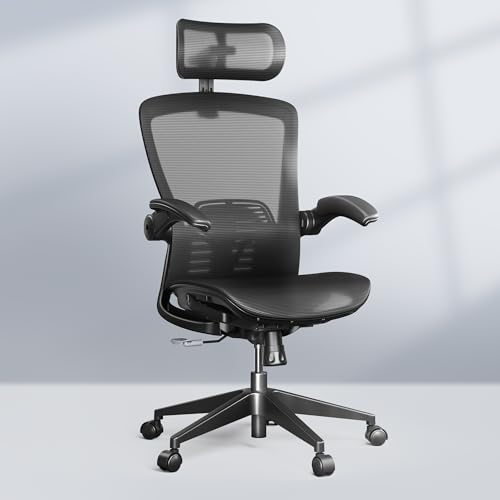 FLEXISPOT OC3-Pro Air Ergonomic Office Chair for Big and Tall Black, High Back Office Chair with Flip-up Arm/8-Level Lumbar Support, Mesh Seat Cushion, Chairs for Home Office Working Studying Gaming
