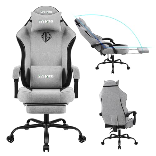 Gaming Chair, Computer Office Chair with Foot Rest, Ergonomic Fabric Desk Chair with Adjustable Lumbar Support & Headrest, Comfortable PC Reclining Gaming Chairs for Adults, Silla Gamer 350lbs