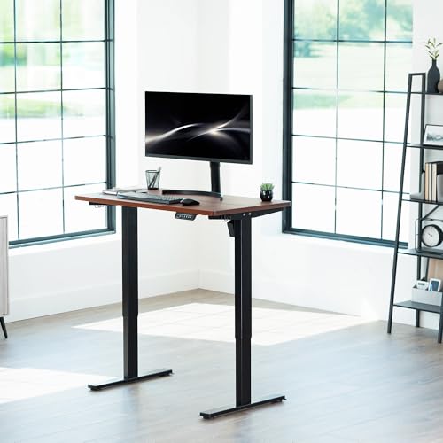 VIVO Electric 43 x 24 in Standing Desk, Memory Height Adjustment, 1B Series, Holds 220 lbs, Dark Walnut Top, Black Frame, DESK-1B4D