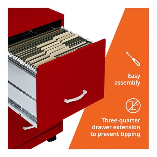 Lorell LYS SOHO File/File Mobile File Cabinet, Red