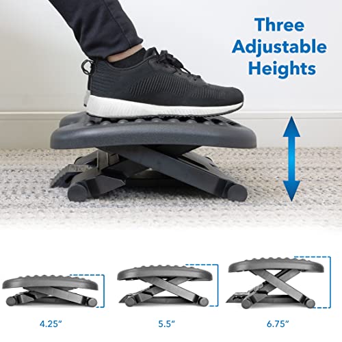 Mount-It! Under Desk Footrest with Foot Pedal Height Adjustment (4.25"–6.75"), Adjustable 30° Tilt Ergonomic Office Foot Rest, Non Slip Massage Surface Foot Stool Under Desk