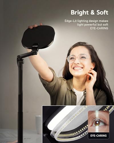 LitONES Led Desk Lamps for Home Office with Base, Tall Desk Lamp with 50 Light Modes & Memory and Timer Func Computer Light, Flexible Adjustable Table Lamps for Video Conference, Architect